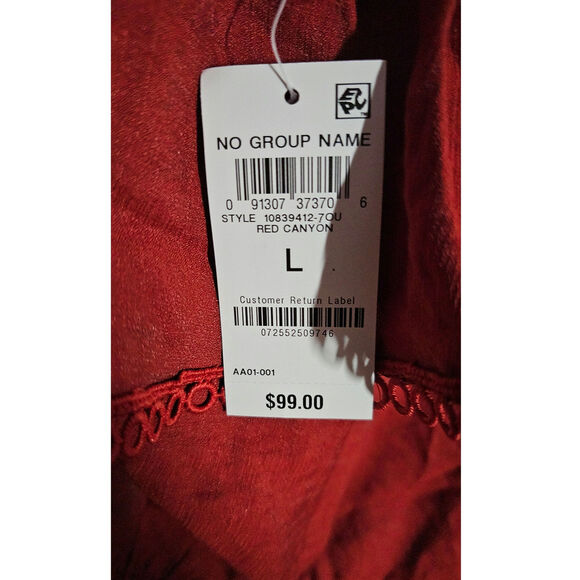 BAR III Women's Red Canyon One Shoulder Sleeve Ruffled Mini Dress Size Large NWT - Picture 6 of 7